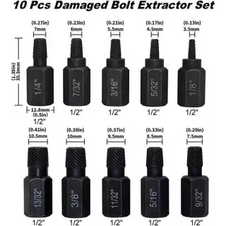 10-dielna sada na odstránenie poškodených skrutiek